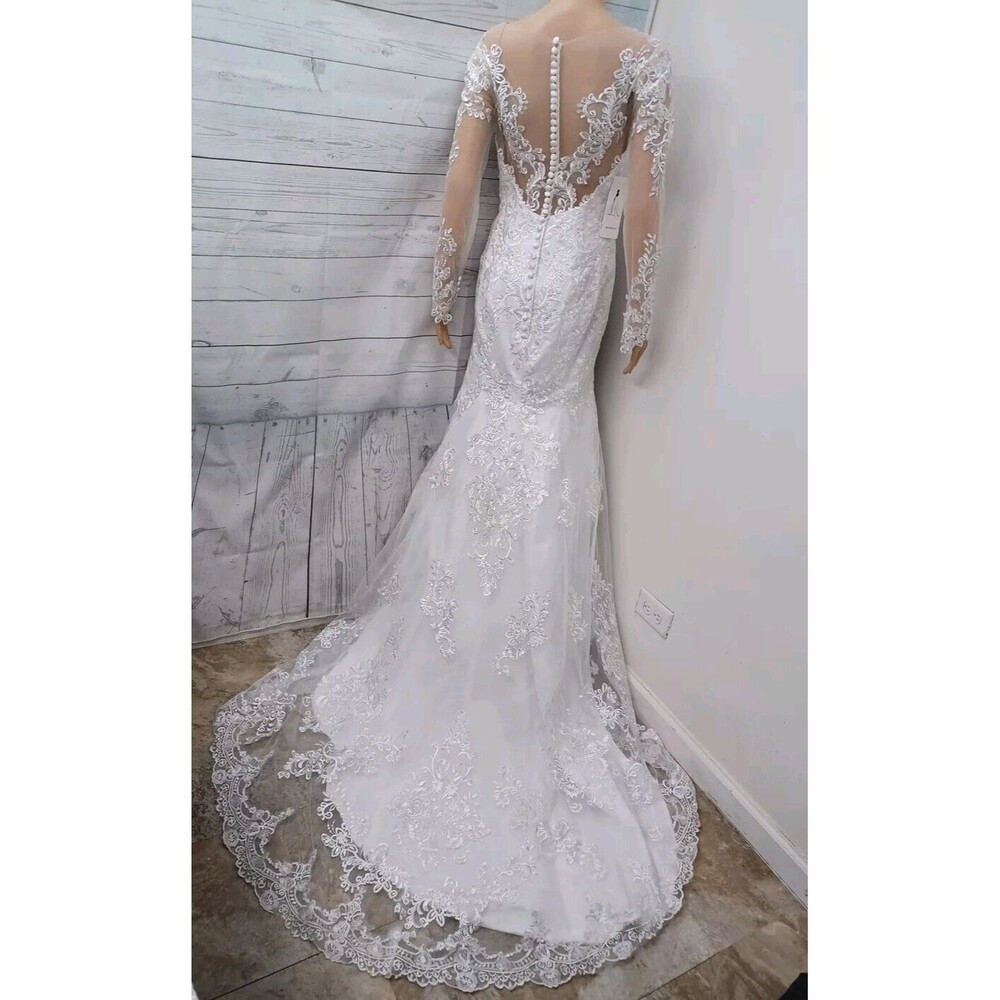Wear Your Love Wedding dress Lace Long Sleeve Train Sz S